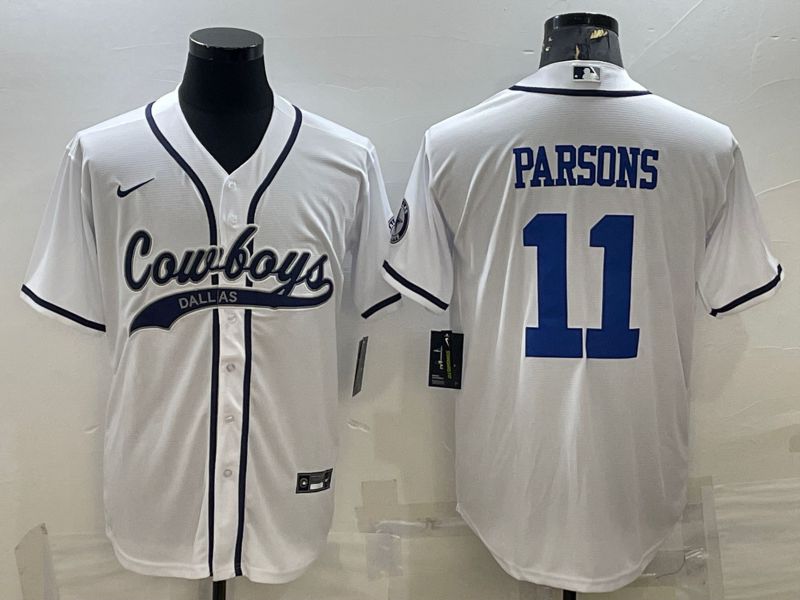 Men Dallas Cowboys 11 Parsons White Nike Co branded NFL Jerseys
